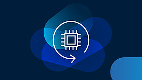 White icon Software Stacks on dark blue background