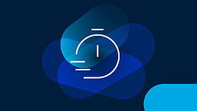 White icon minimum lead time on blue background
