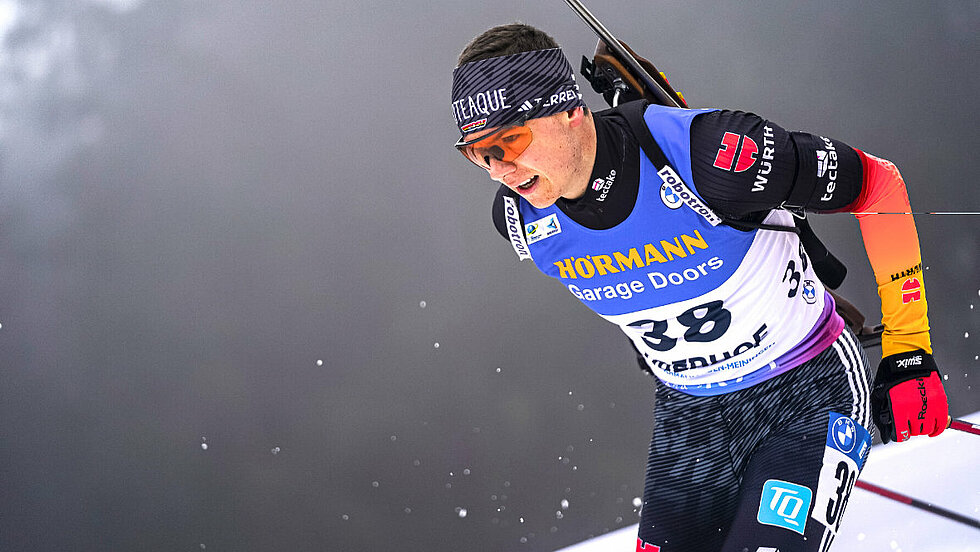 Biathlet Justus Strelow beim Rennen