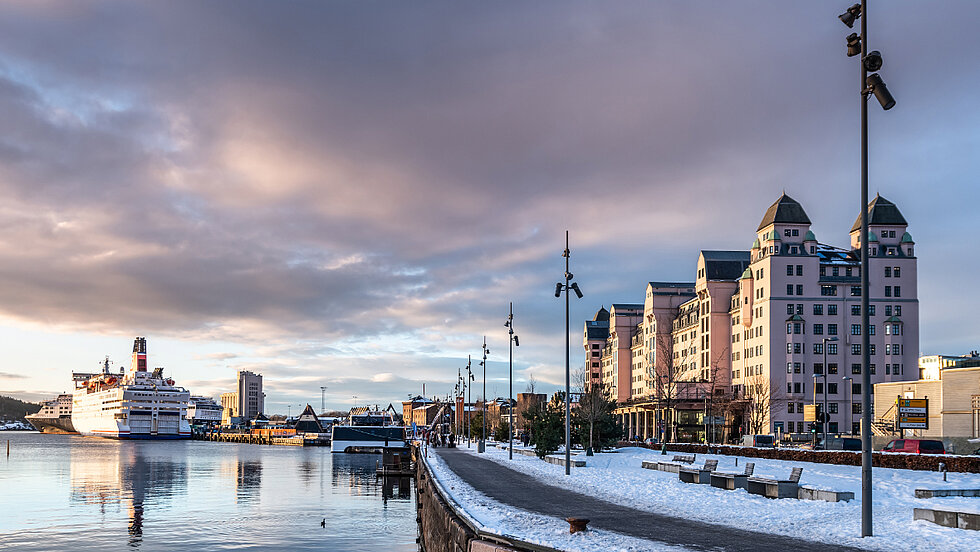 Hafen von Oslo im Winter