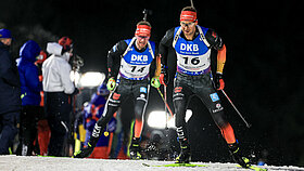 Biathleten Philip Nawrath und Johannes Kühn beim Rennen