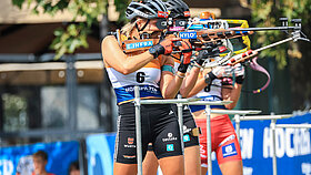 Hanna Kebinger beim Schießen beim City Biathlon