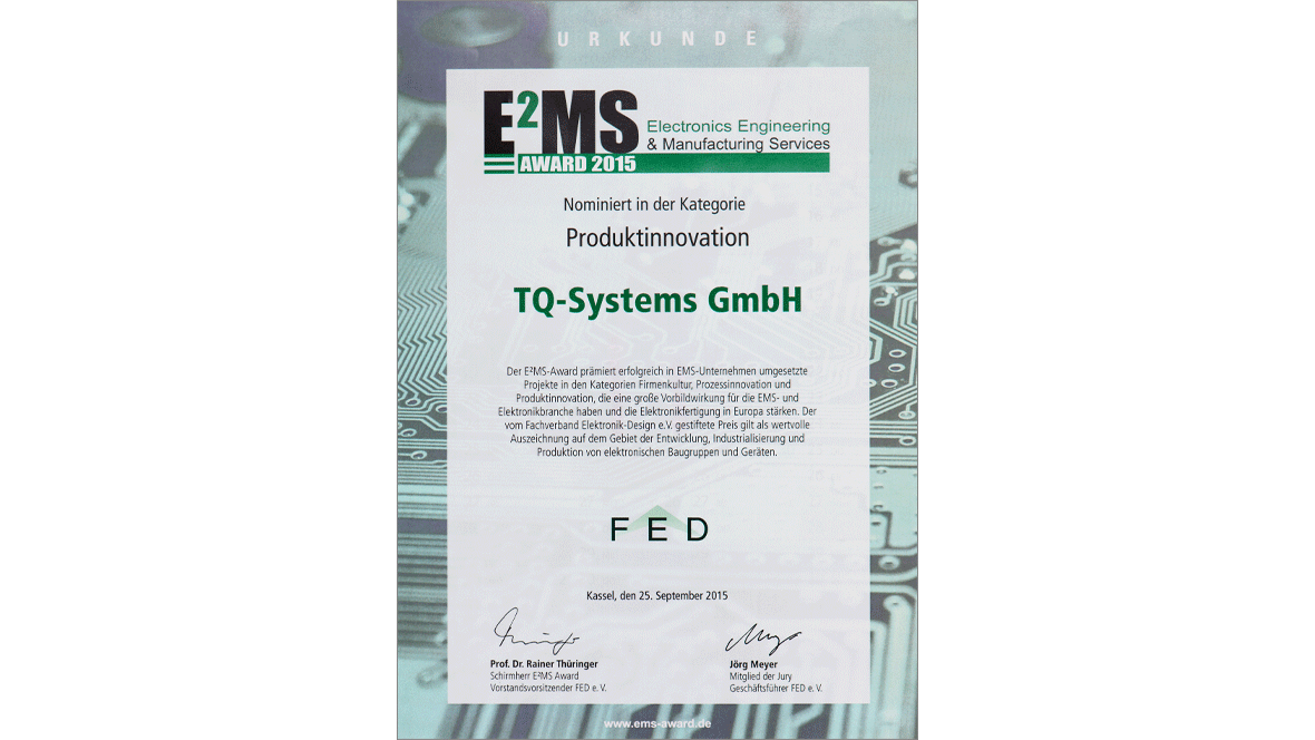 Urkunde FED E²MS Award Urkunde FED E²MS Award