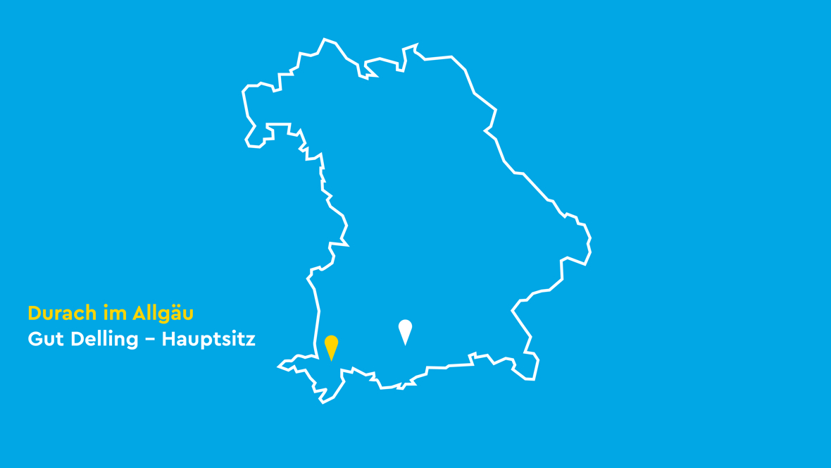 Geografische Darstellung der Ausbildungsstandorte Durach und Gut Delling